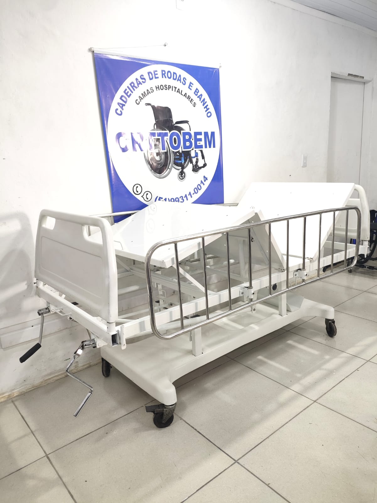 Cama Hospitalar 2 Manivelas com Colchão Hospitalar e Travesseiro