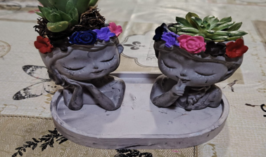 Maceta decorativa de ceramica femenina