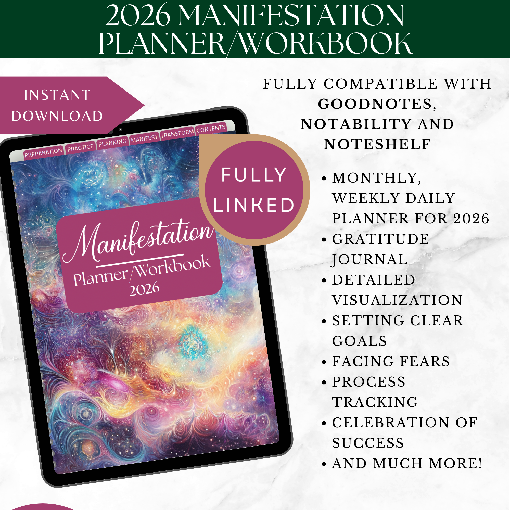 2026 Digital Manifestation Workbook Planner