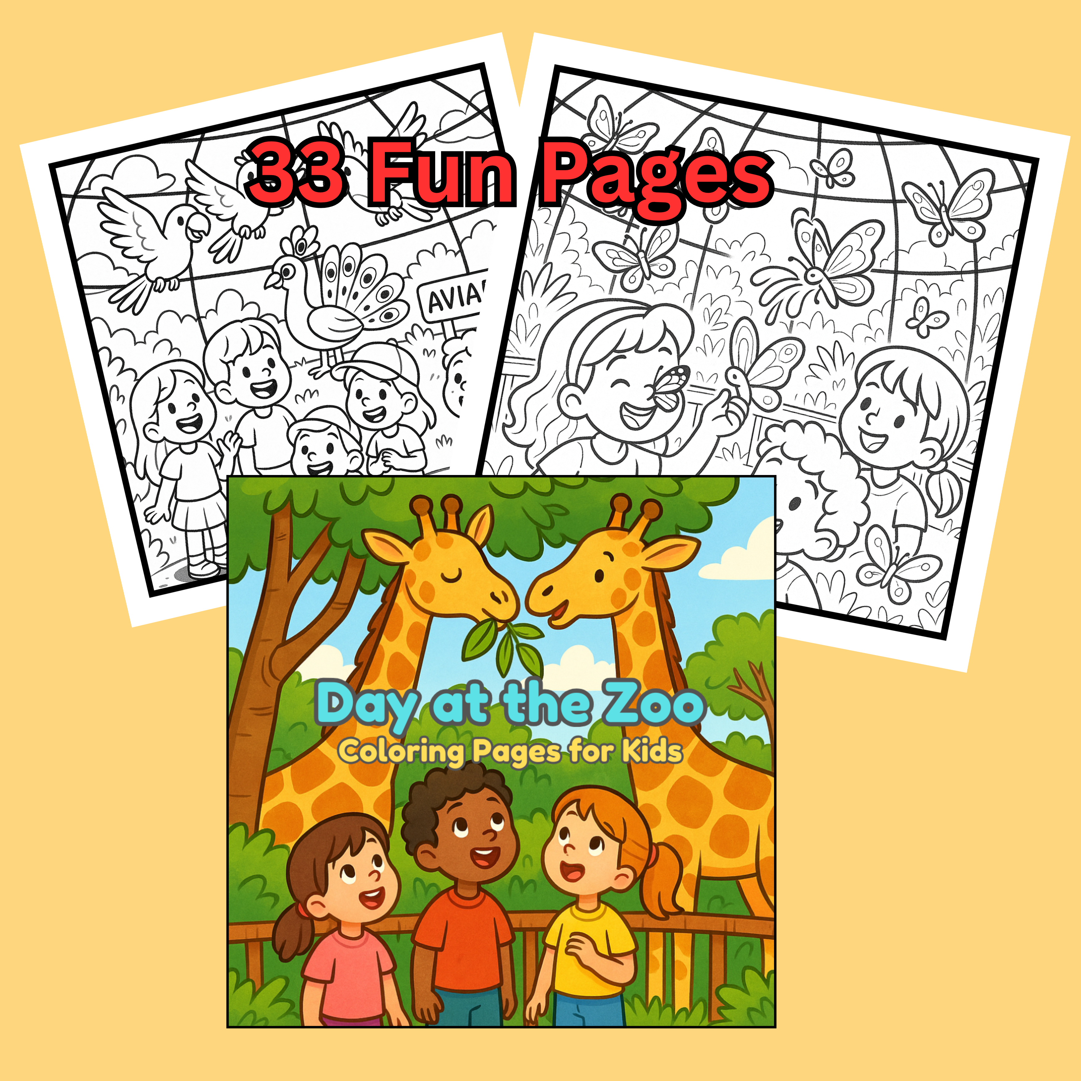 Zoo Animals Coloring Pages Kids Coloring Activity for Children Ages 4-8