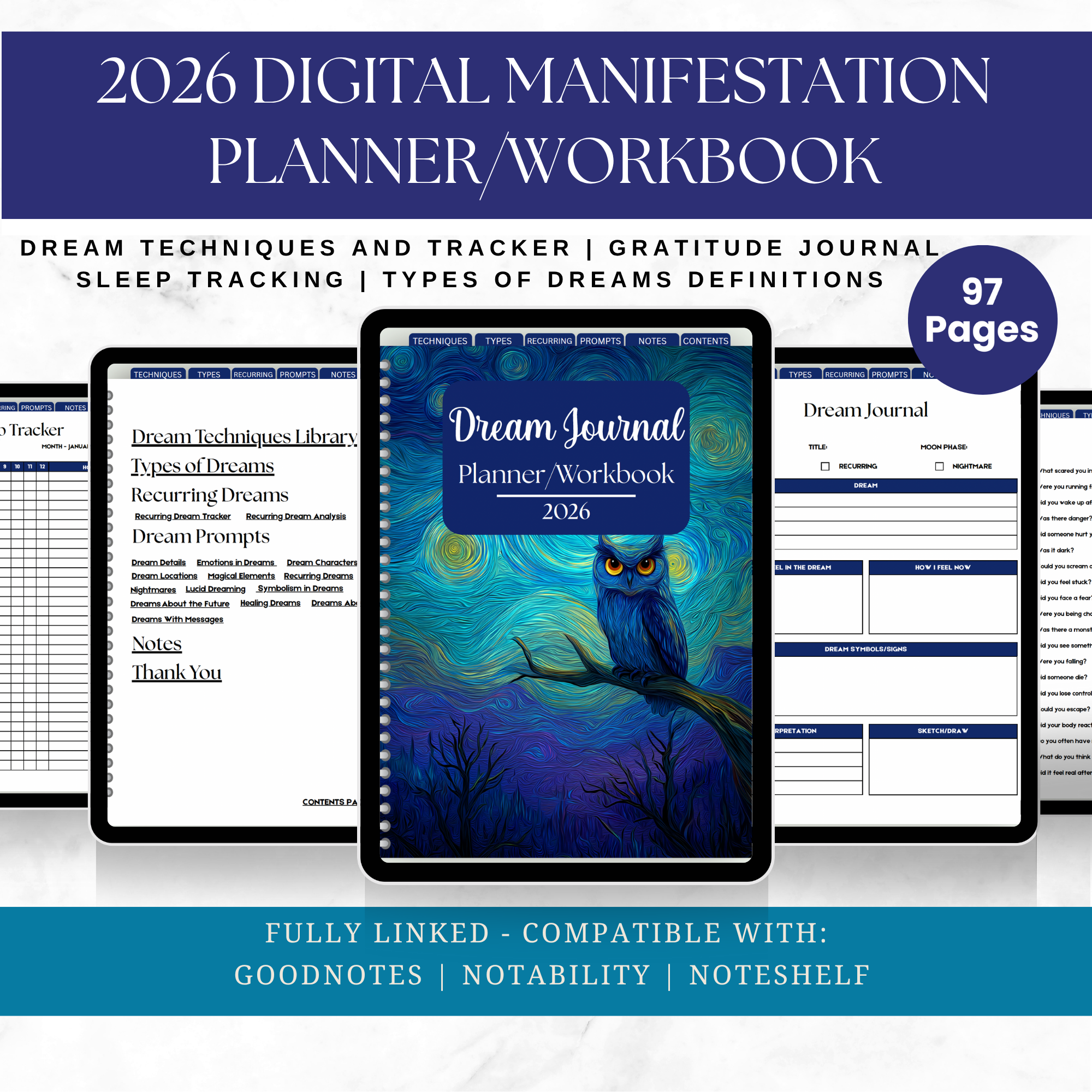 2026 Dream Journal Digital Planner Workbook