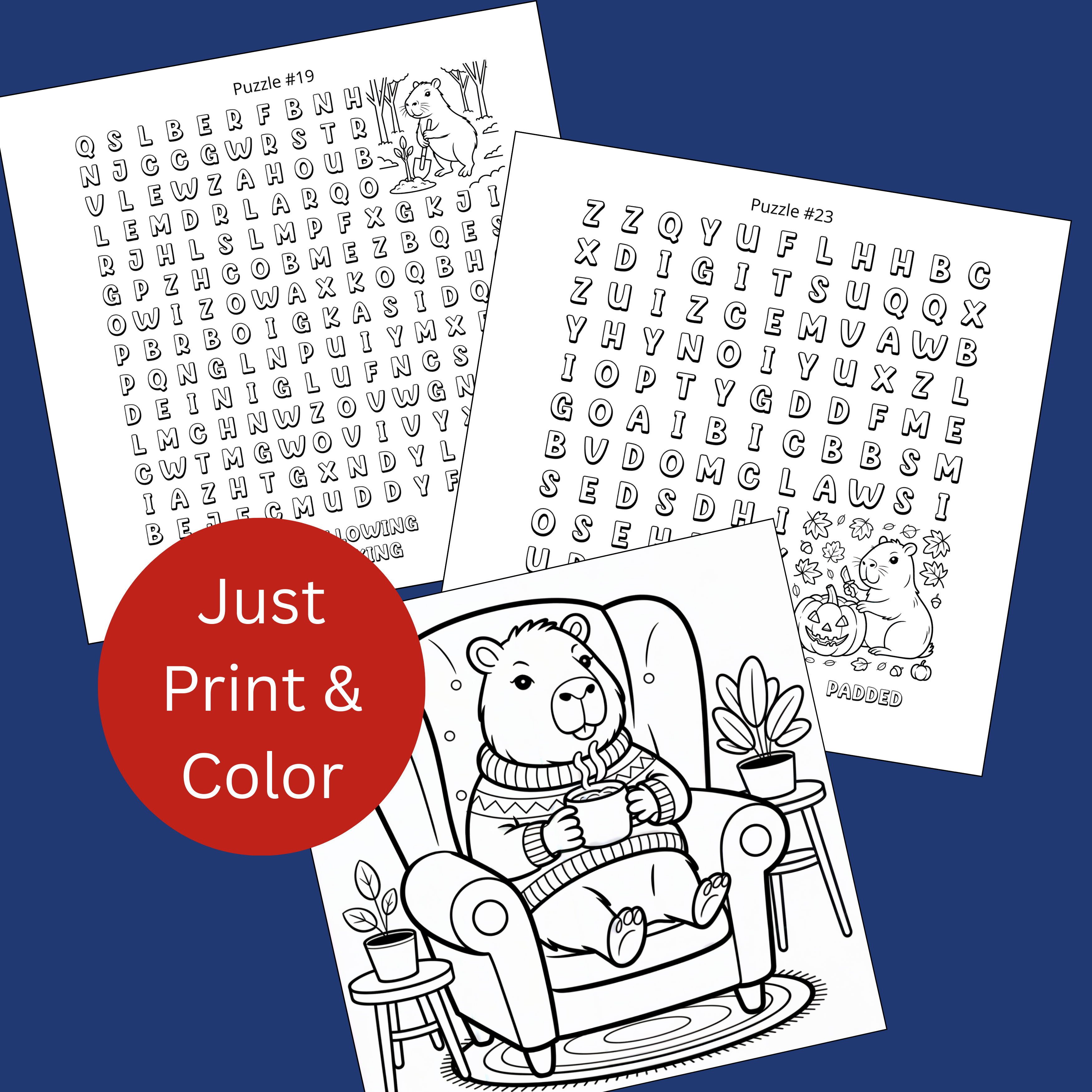 Capybara Word Search Coloring Pages