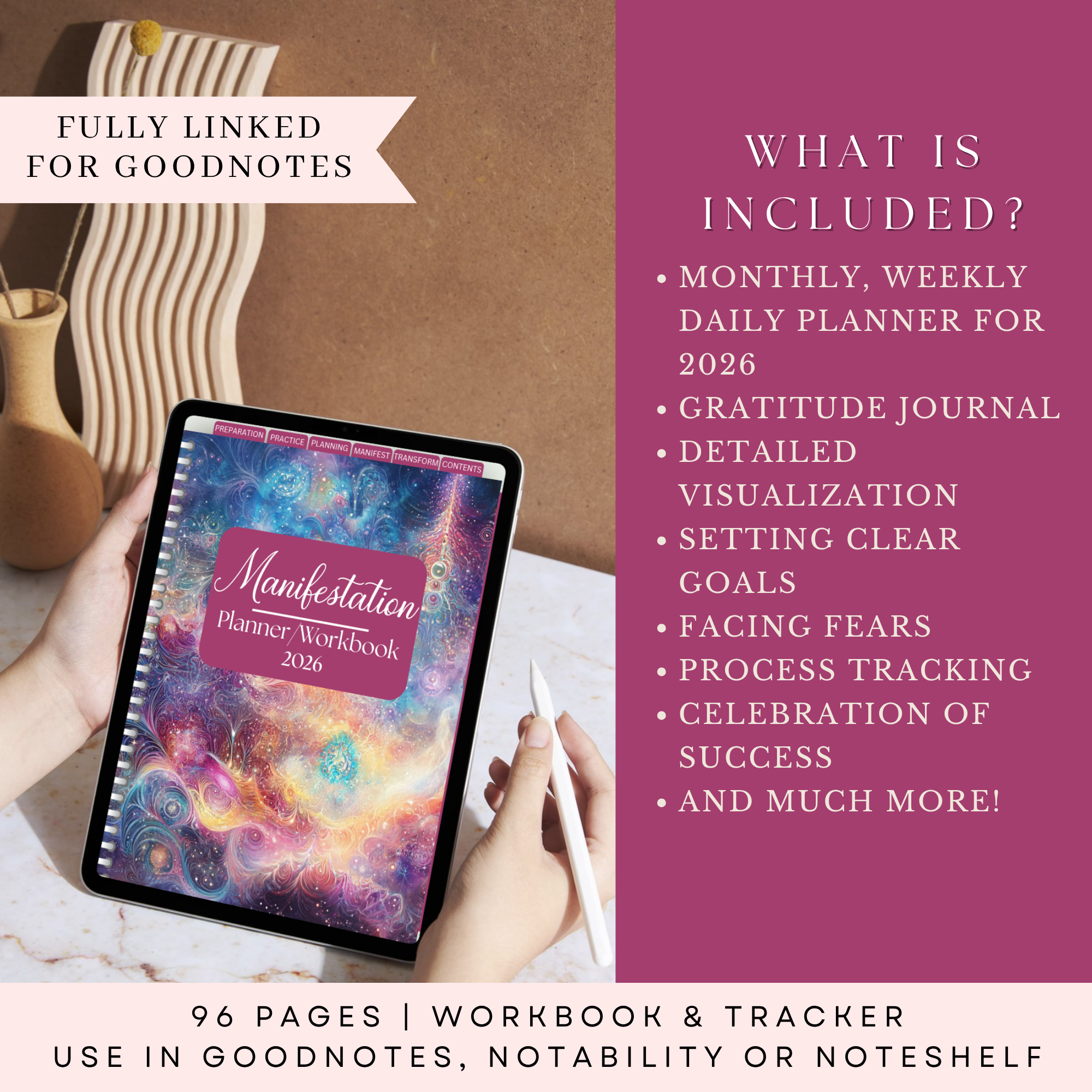 2026 Digital Manifestation Workbook Planner