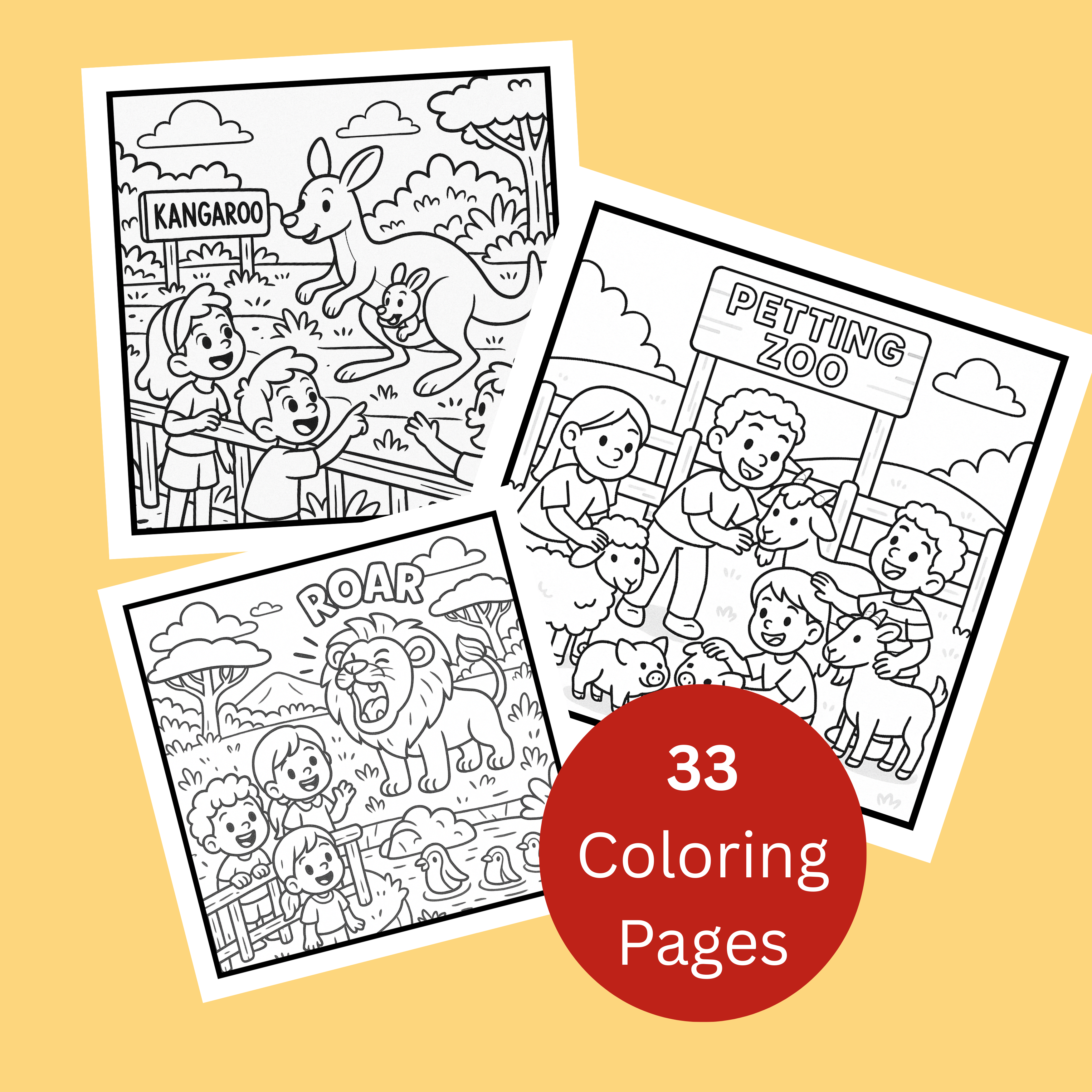 Zoo Animals Coloring Pages Kids Coloring Activity for Children Ages 4-8