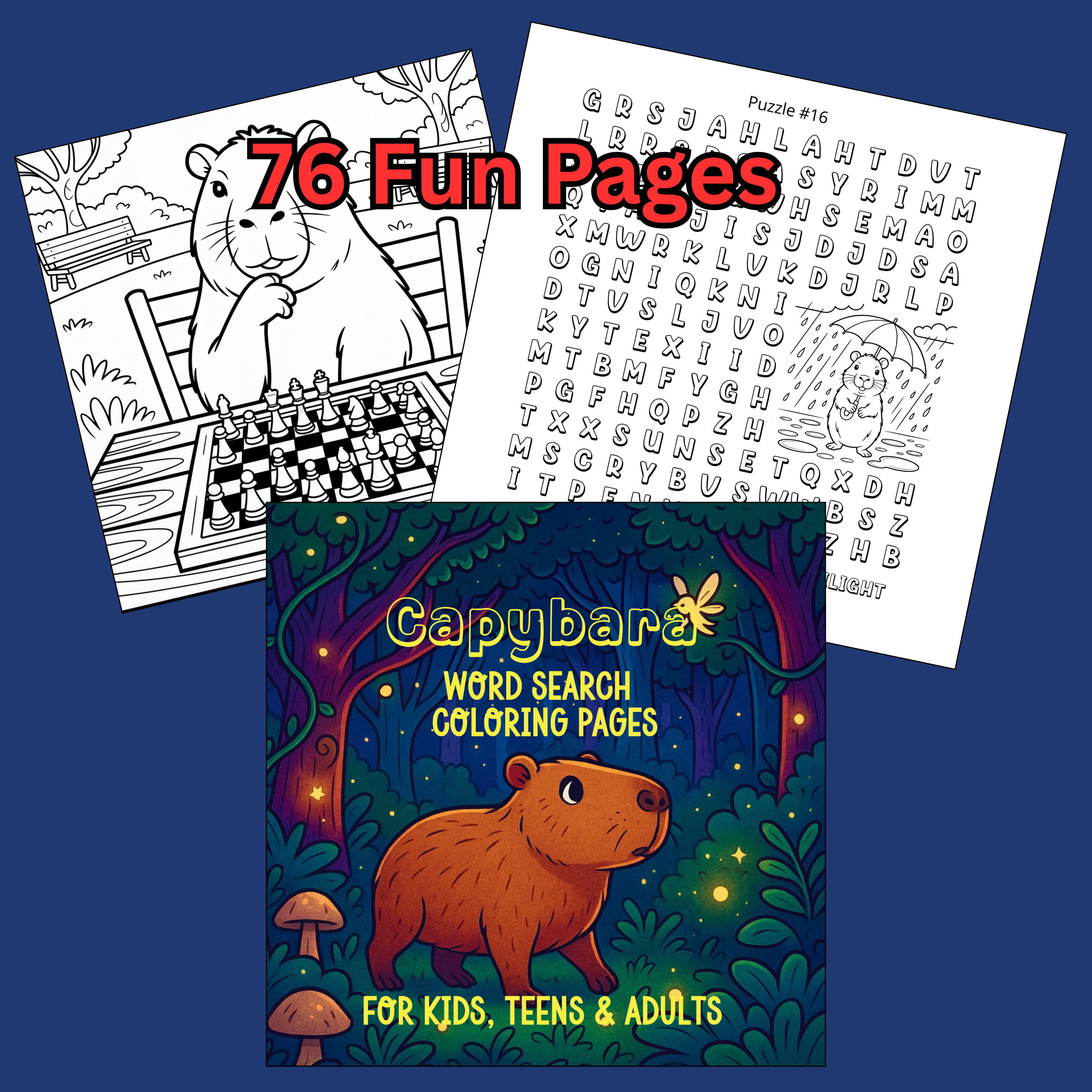 Capybara Word Search Coloring Pages