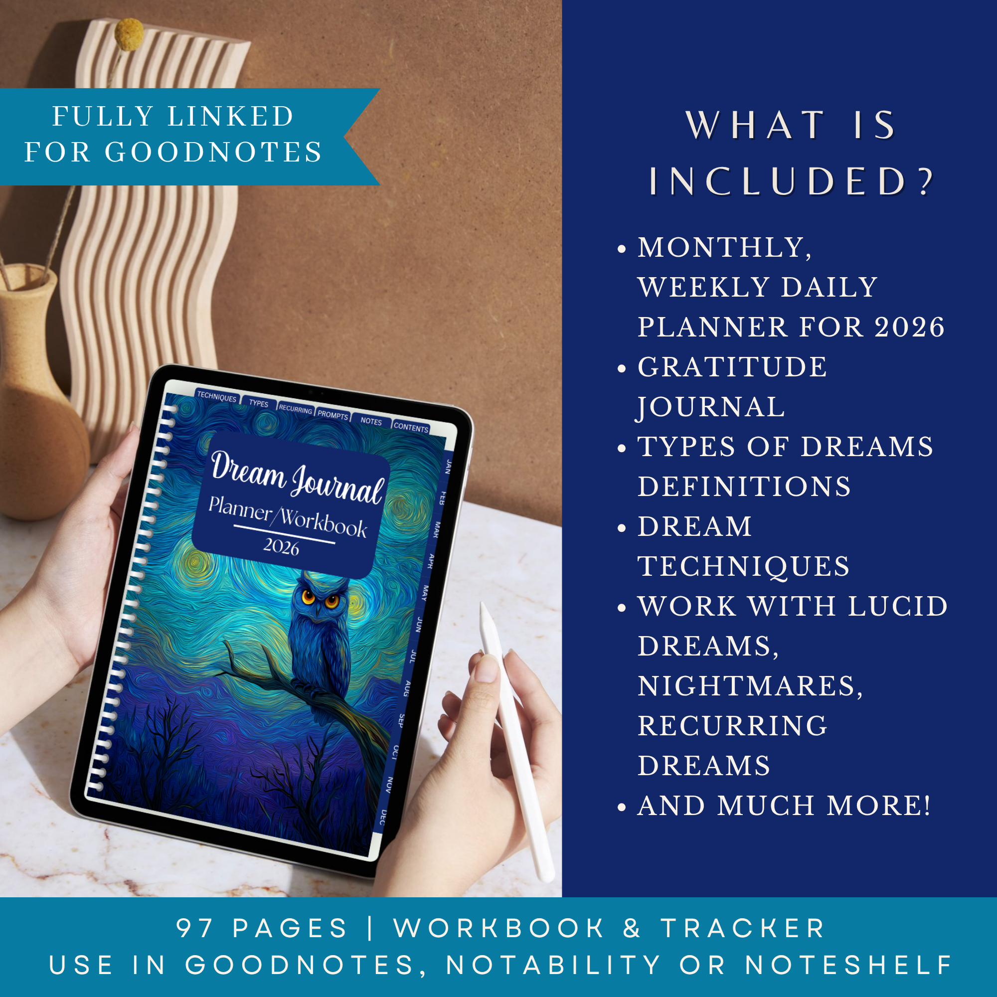 2026 Dream Journal Digital Planner Workbook