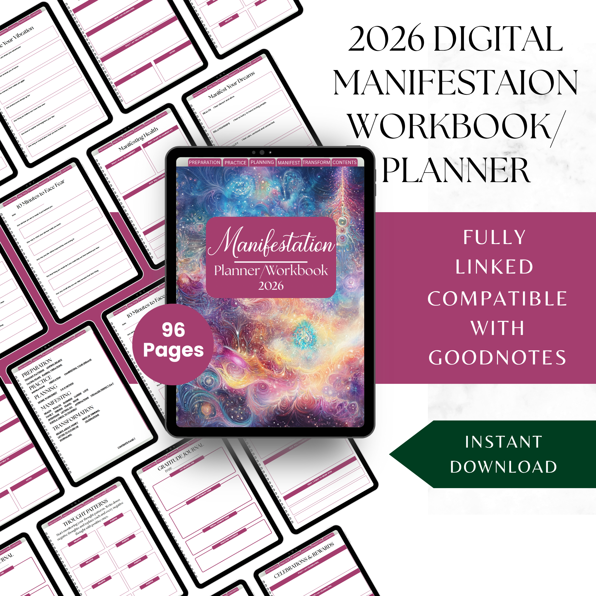 2026 Digital Manifestation Workbook Planner