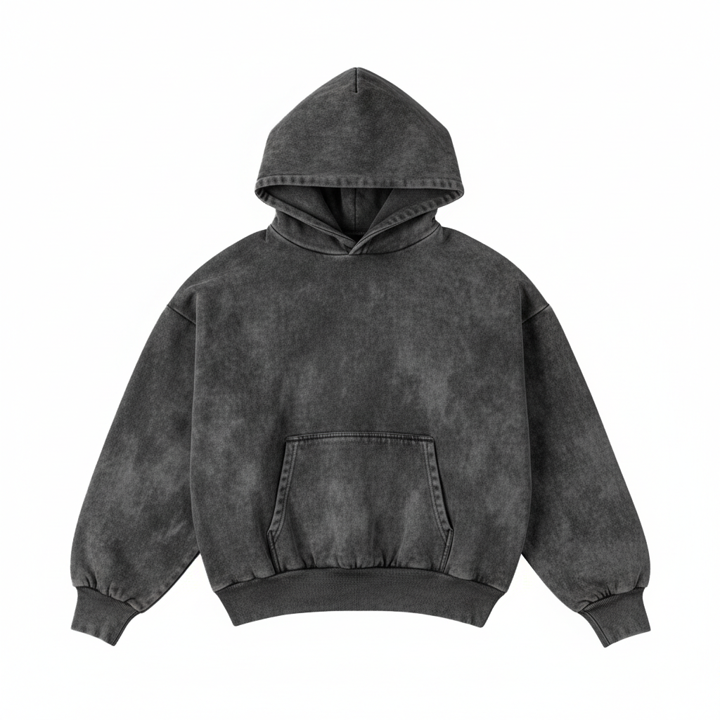 1000gsm Weighted Ultra-Heavy Hoodie - Acid Washed Grey