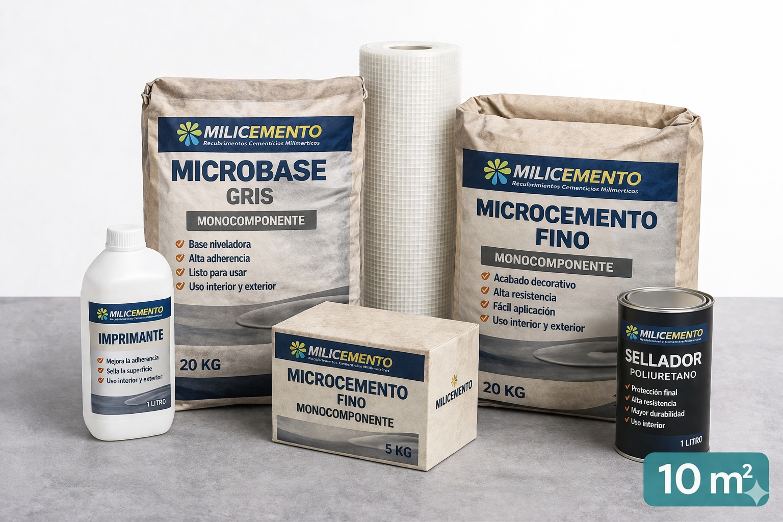 Kit de microcemento monocomponente 10 m²