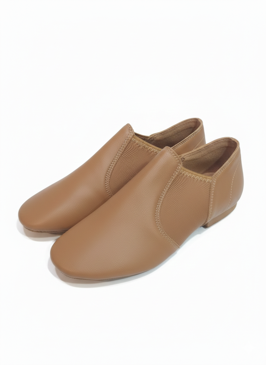 Chaussons marrons de danse en cuir pour Adultes sans lacets
