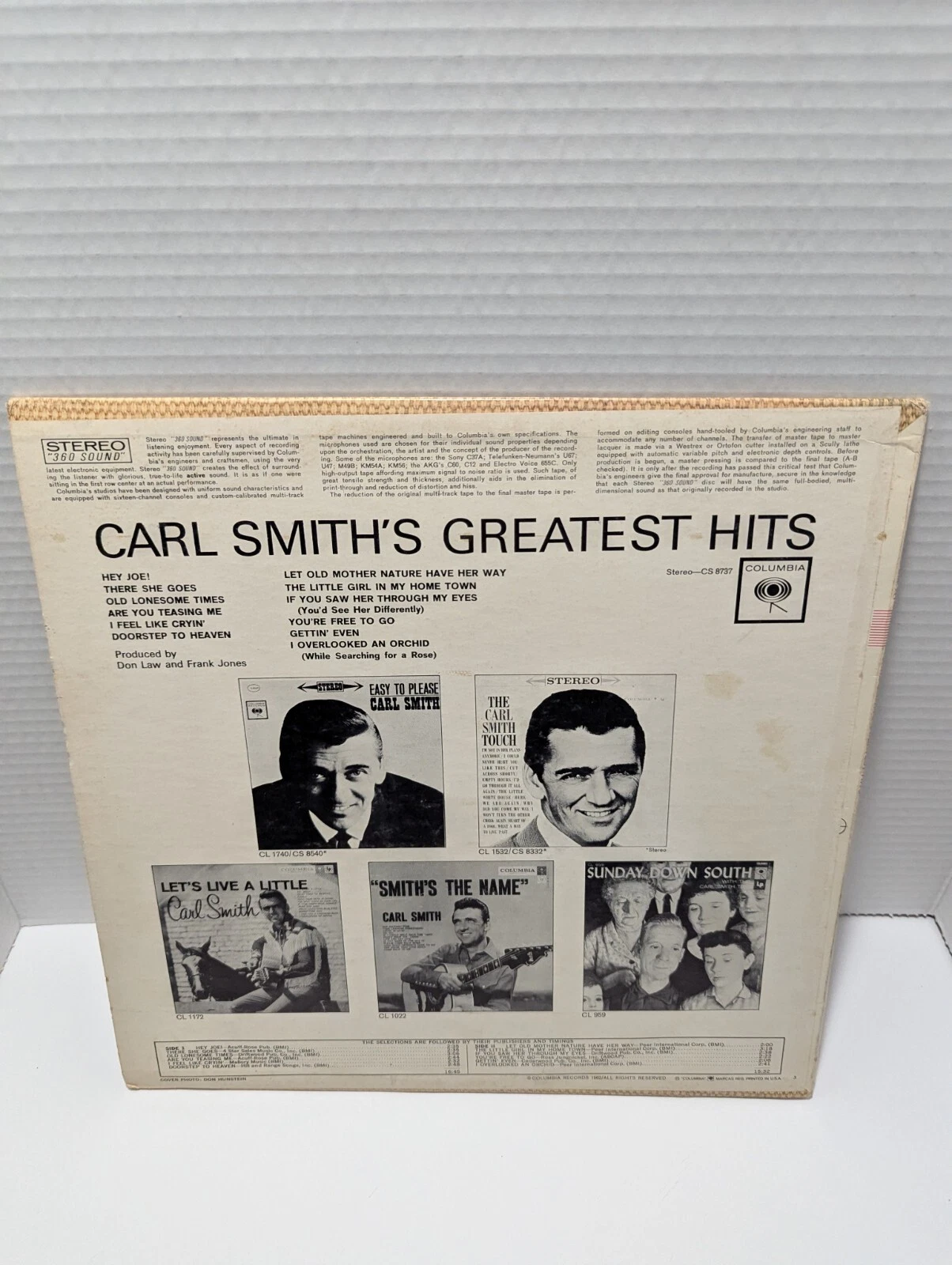 Carl Smith’s Greatest Hits Vinyl Record Classic Country LP Album