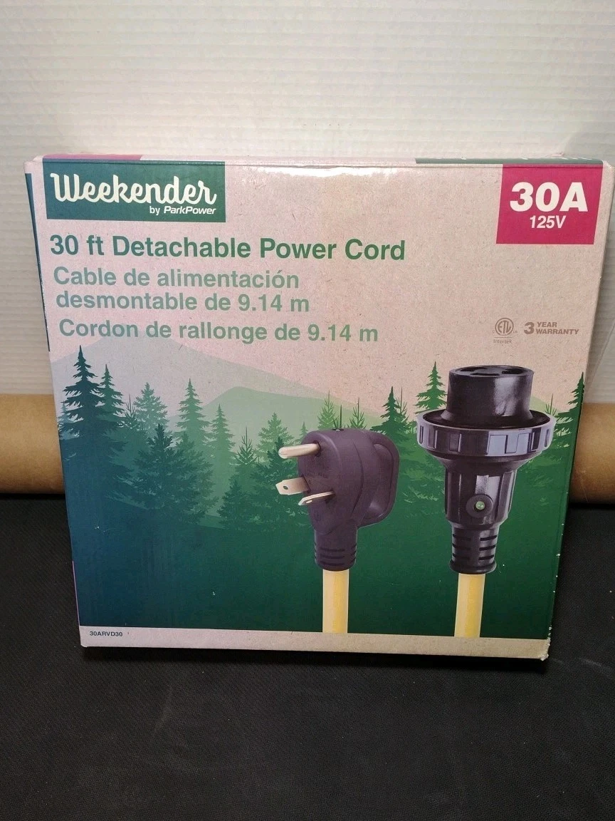 30 ft RV Detachable Power Cord Extension Heavy Duty RV Shoreline Cable