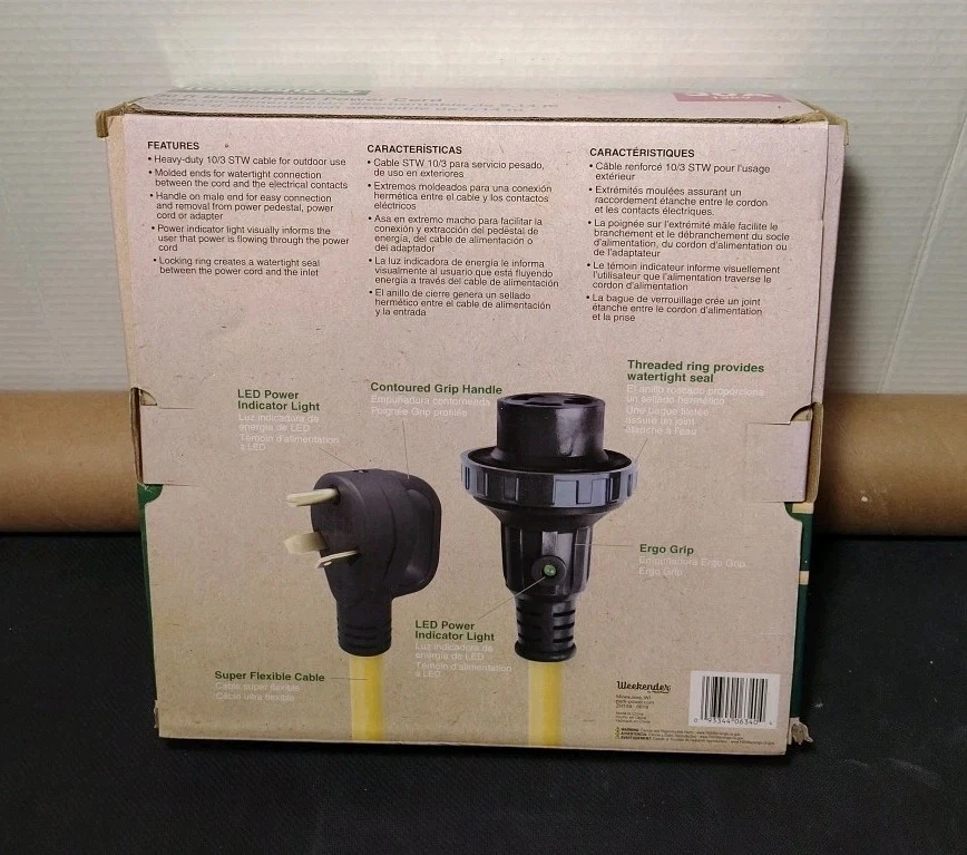 30 ft RV Detachable Power Cord Extension Heavy Duty RV Shoreline Cable