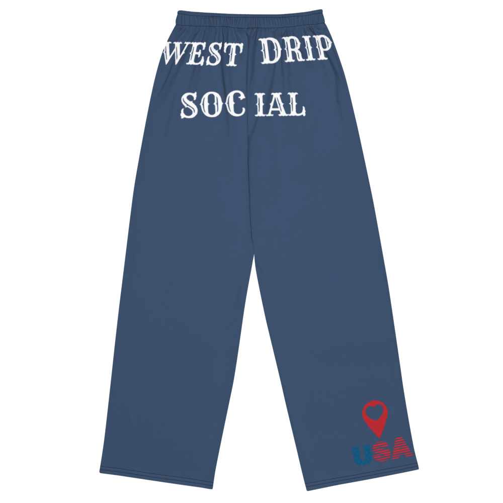 West Drip Social Unisex Wide-Leg Blue Pants
