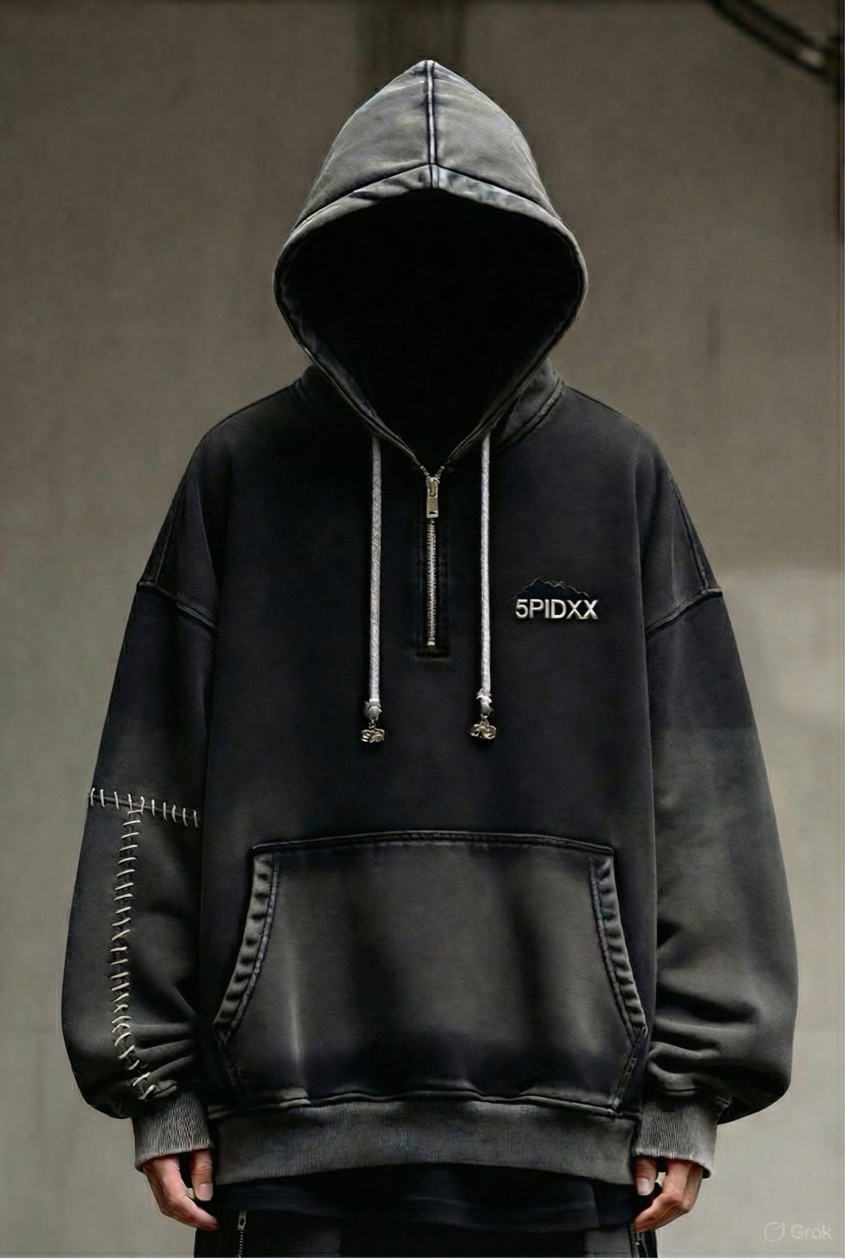 Stitched Hoodie Half ZIP