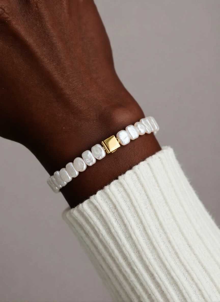 Ice Cube Baroque Pearl Bracelet