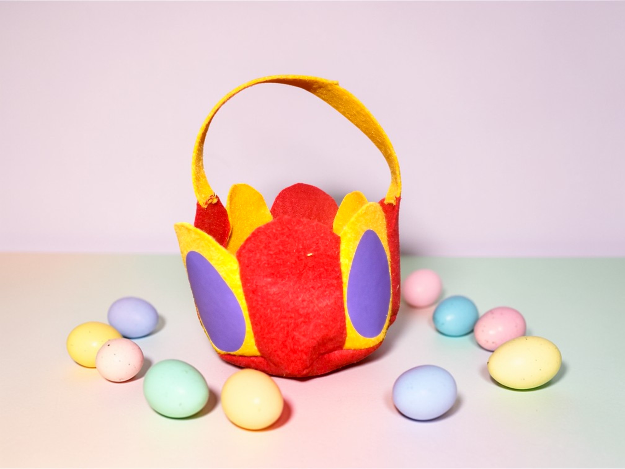 Petit panier de Pâques en feutrine – rouge orange 