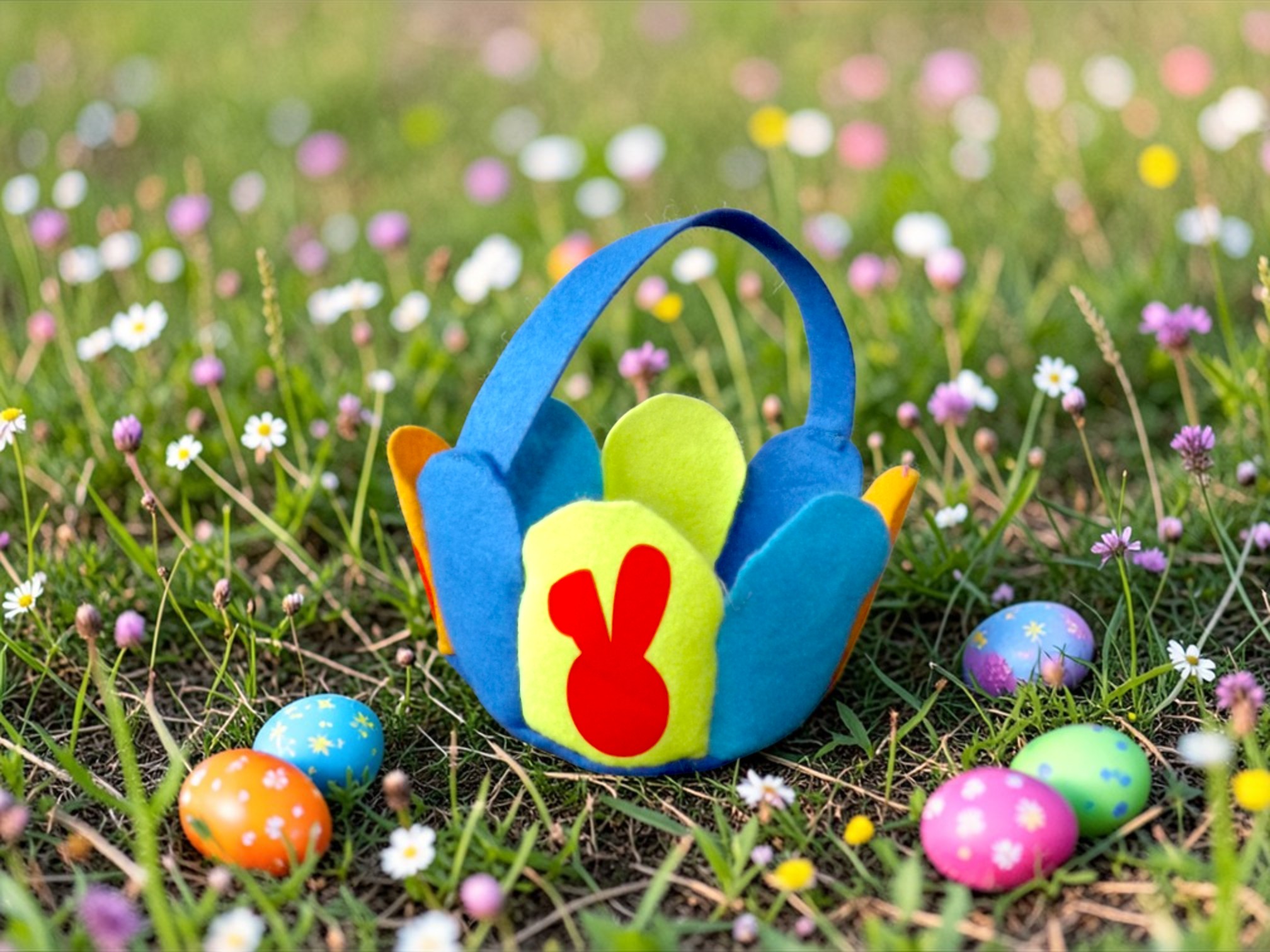 Petit panier de Pâques en feutrine – Multicolores 