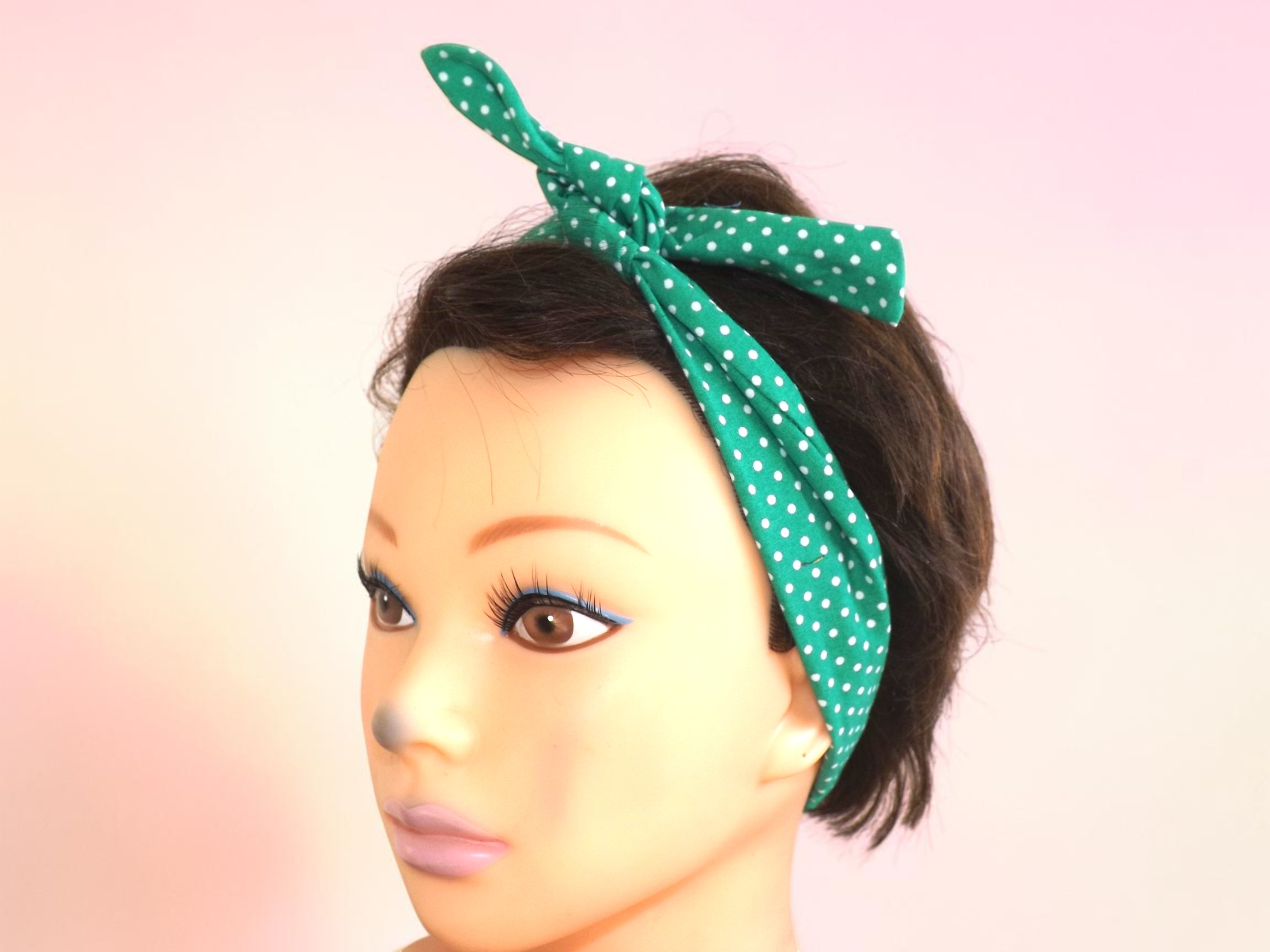 Bandeau cheveux à pois blanc