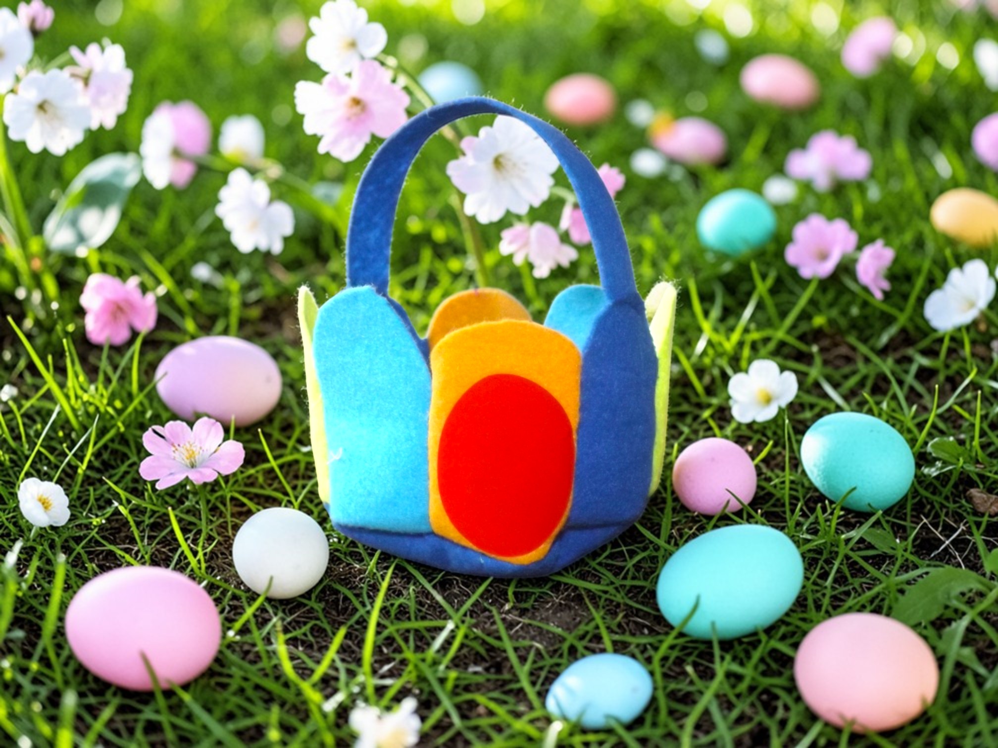 Petit panier de Pâques en feutrine – Multicolores 