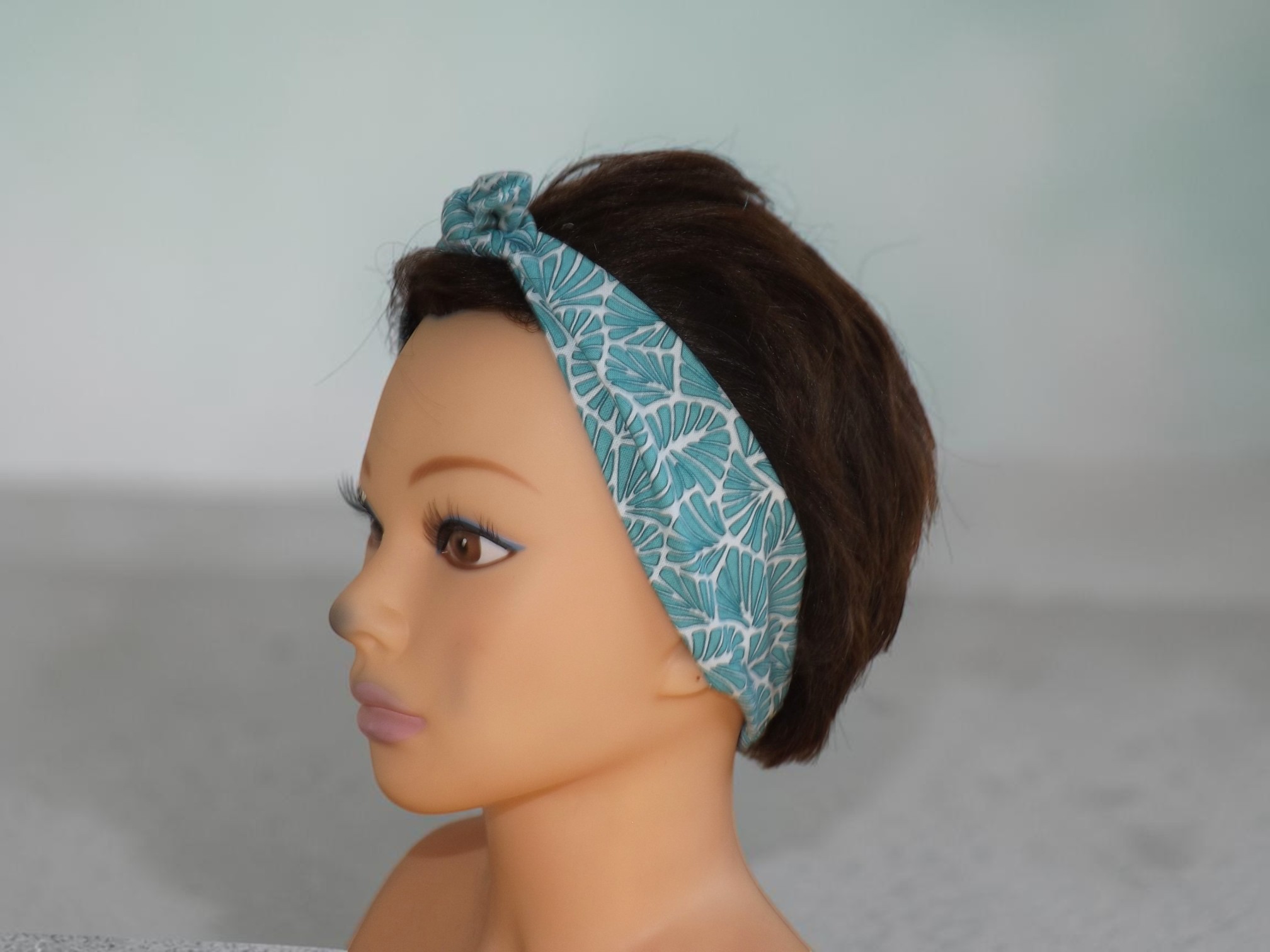 Bandeau cheveux turquoise motif floral