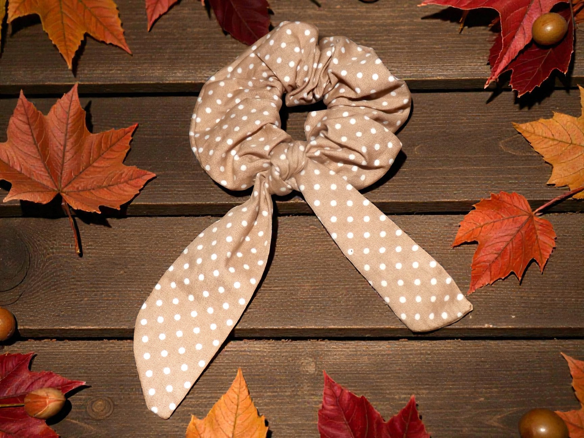 Mini foulchie beige a point blanc 