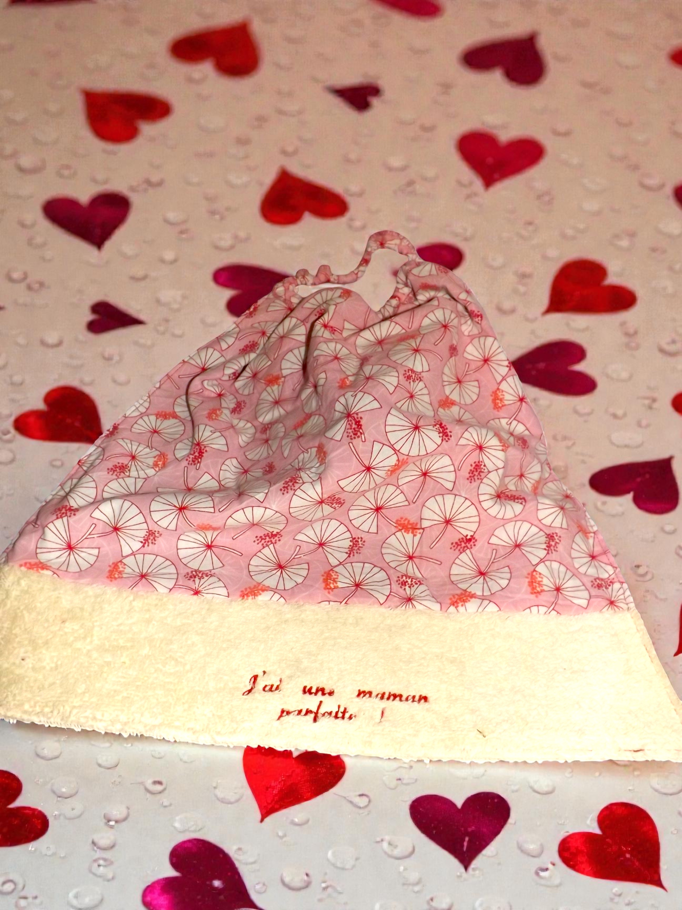 Serviette brodée enfant - rouge