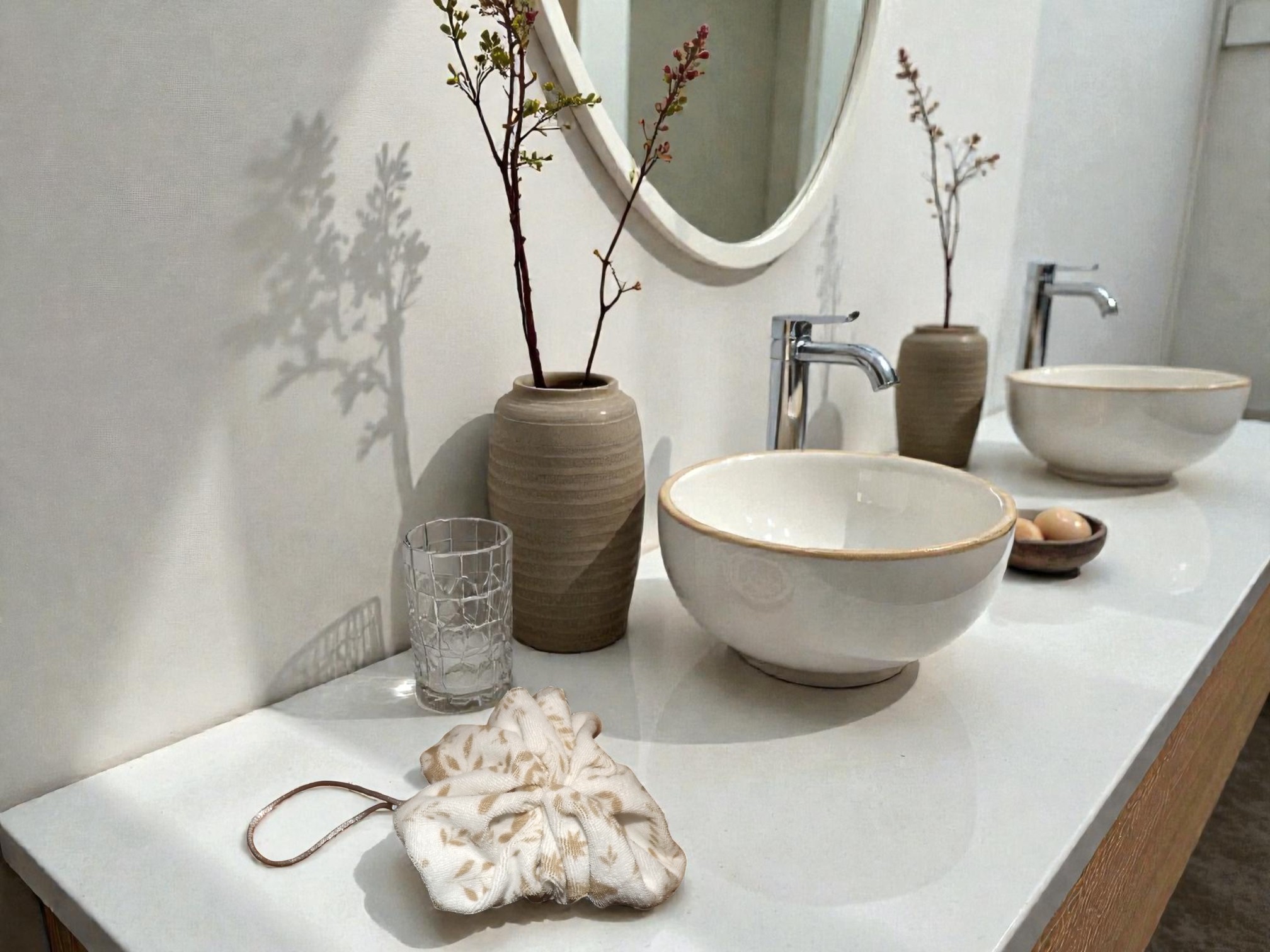 Fleur de douche en fibre de bambou