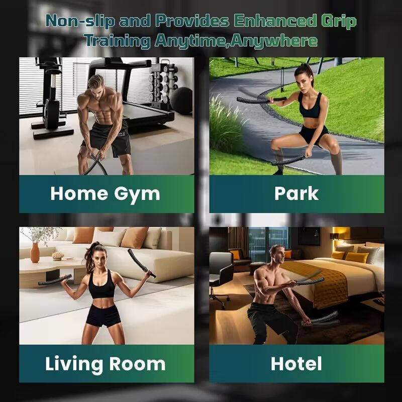 [Wireless Battle Rope] 2pcs Wireless Battle Rope System - Portable Strength & Cardio Trainer - Muscle Building, Burning, Aerobic & Coordination Tool For Athletes, Boxers & Home Gyms, Fitness Bar Spring Steel For Battle Rope Alternative Workout Stick