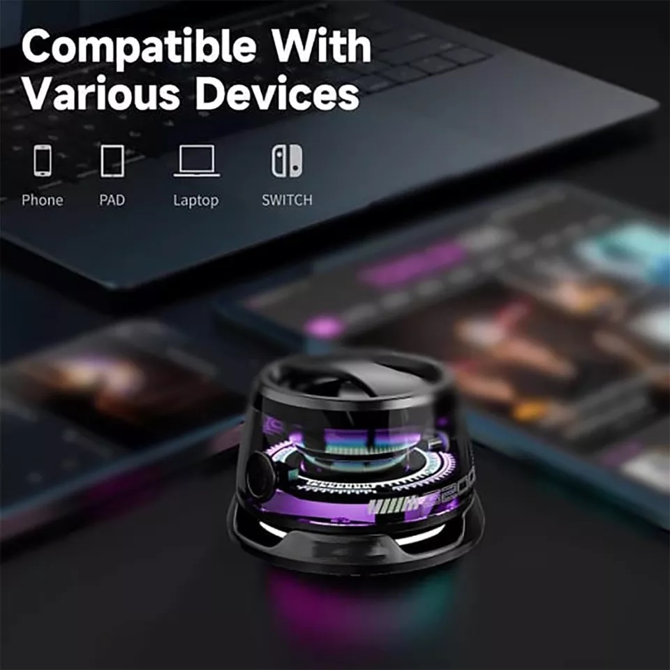 VIKEFON G200 Mini Bluetooth Speaker Portable Wireless with LED Lights & Magnetic Base 5W Power BT 5.3 Waterproof Travel Camping Audio Black