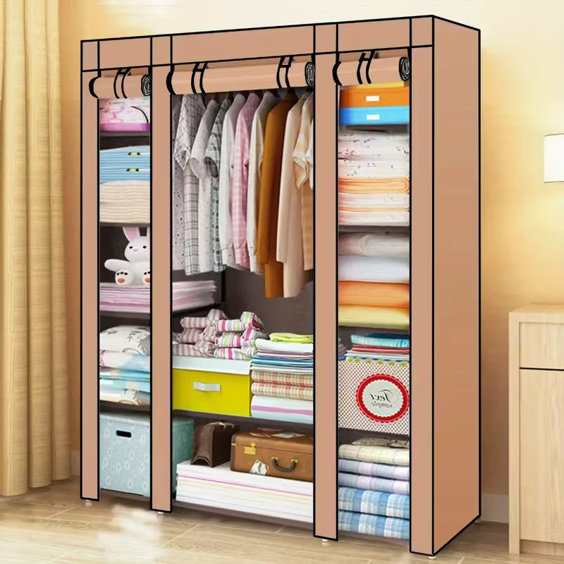 Portable Fabric Wardrobe Closet 128x45x173cm | Foldable Clothes Storage Organizer for Bedroom cupboard