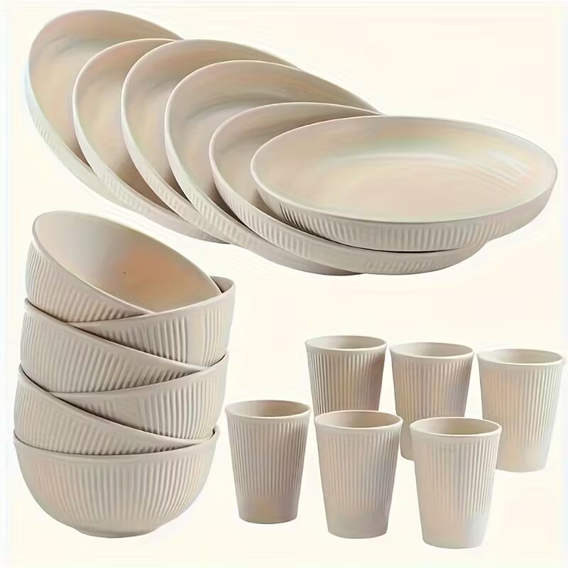16pcs/Set Shatterproof Cutlery Set Durable Easy to Store Reusable Microwave Dishwasher Safe Includes 8 Plates 4 Bowls 4 Cups Perfect for Camping Picnics Moving Gifts Family Gatherings Daily Use