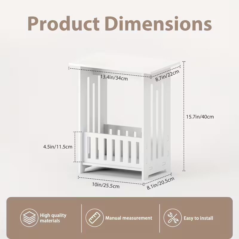 Space-Saving Small Side Table| White End Table with Shelf | Compact Nightstand for Bedroom & Living Room