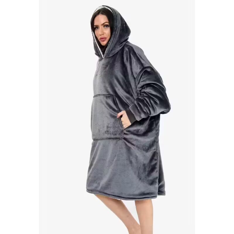 Extra Large Hooded Blanket | One Size Hoodie for Men & Women | Soft Fleece & Sherpa Lining | Oversized Cosy Wearable Blanket with Large Pockets for Comfort and Warmth