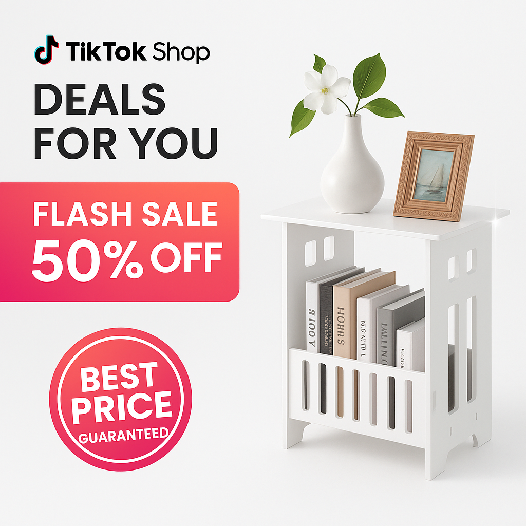 Space-Saving Small Side Table| White End Table with Shelf | Compact Nightstand for Bedroom & Living Room