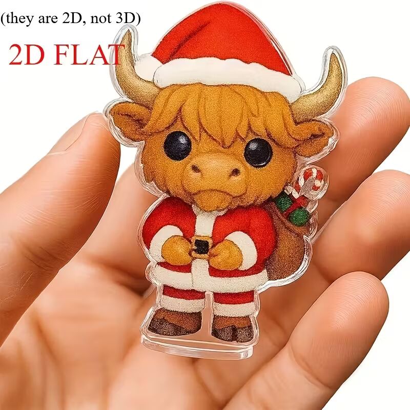 2D FLAT 2025 Highland Cattle Christmas Card Calendar, Featuring a 24-Day Countdown Calendar for Christmas And 24 Different Mini Highland Cattle Decorations (They Are 2D, Not 3D), Seasonal Celebration, Holiday Decor, Cute Cattle, Festive Illustrations
