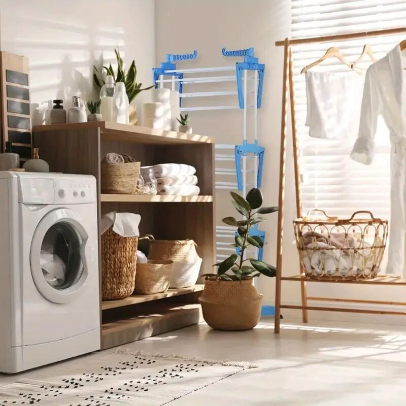 Foldable Extra Large Clothes Drying Rack 4 Tier For Indoor Outdoor Laundry Room Laundry Garment Dryer Stand Adjustable Rolling Laundry