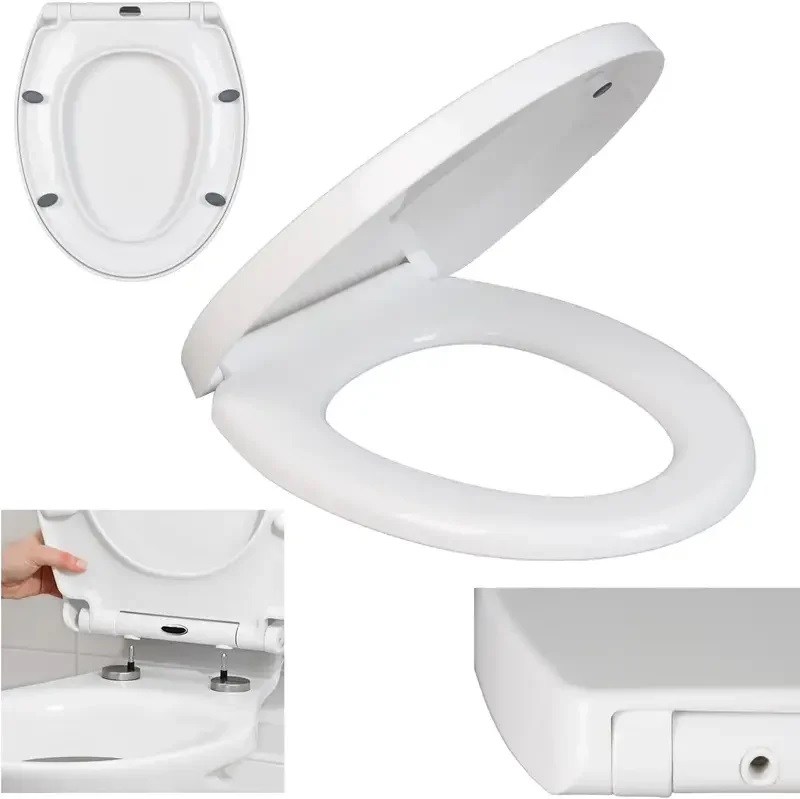 Quick Release Toilet Seat - with Soft Close Mechanism & Removable Hinges for Easy Cleaning - Universal Bathroom