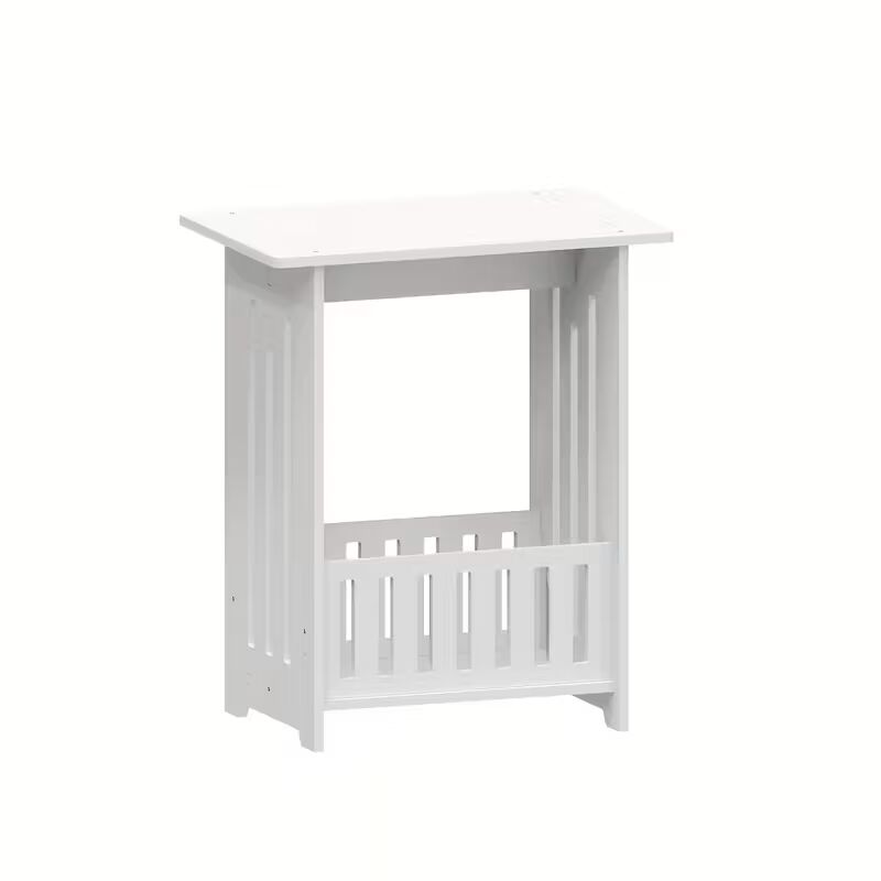 Space-Saving Small Side Table| White End Table with Shelf | Compact Nightstand for Bedroom & Living Room