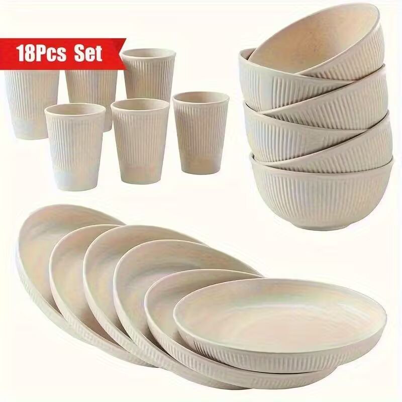 16pcs/Set Shatterproof Cutlery Set Durable Easy to Store Reusable Microwave Dishwasher Safe Includes 8 Plates 4 Bowls 4 Cups Perfect for Camping Picnics Moving Gifts Family Gatherings Daily Use