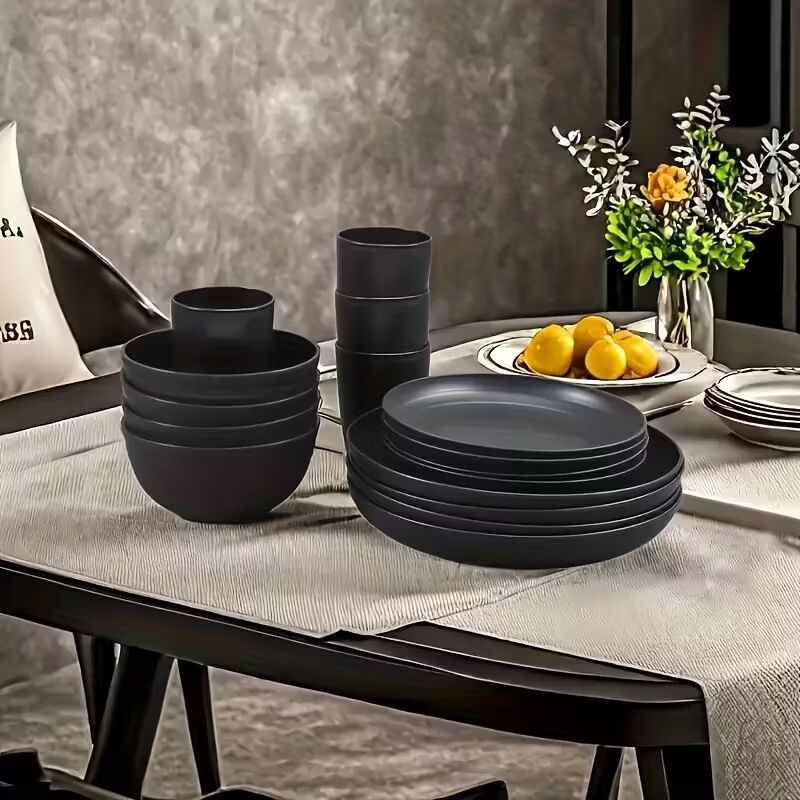 16pcs/Set Shatterproof Cutlery Set Durable Easy to Store Reusable Microwave Dishwasher Safe Includes 8 Plates 4 Bowls 4 Cups Perfect for Camping Picnics Moving Gifts Family Gatherings Daily Use