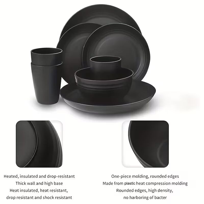 16pcs/Set Shatterproof Cutlery Set Durable Easy to Store Reusable Microwave Dishwasher Safe Includes 8 Plates 4 Bowls 4 Cups Perfect for Camping Picnics Moving Gifts Family Gatherings Daily Use