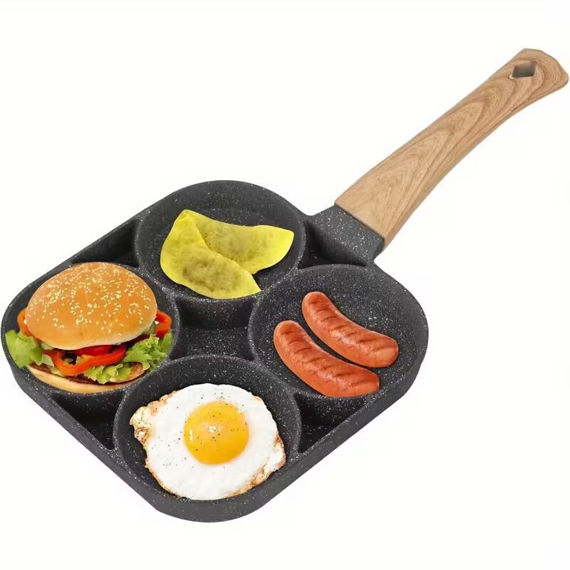 4-in-1 Cast Iron Egg Cooker, Non-Stick Single Handle Frying Pan, Dishwasher Safe, Compatible with Electric Coil Stoves, Versatile Kitchen Gadget for Pancakes, Eggs, and More Cookware