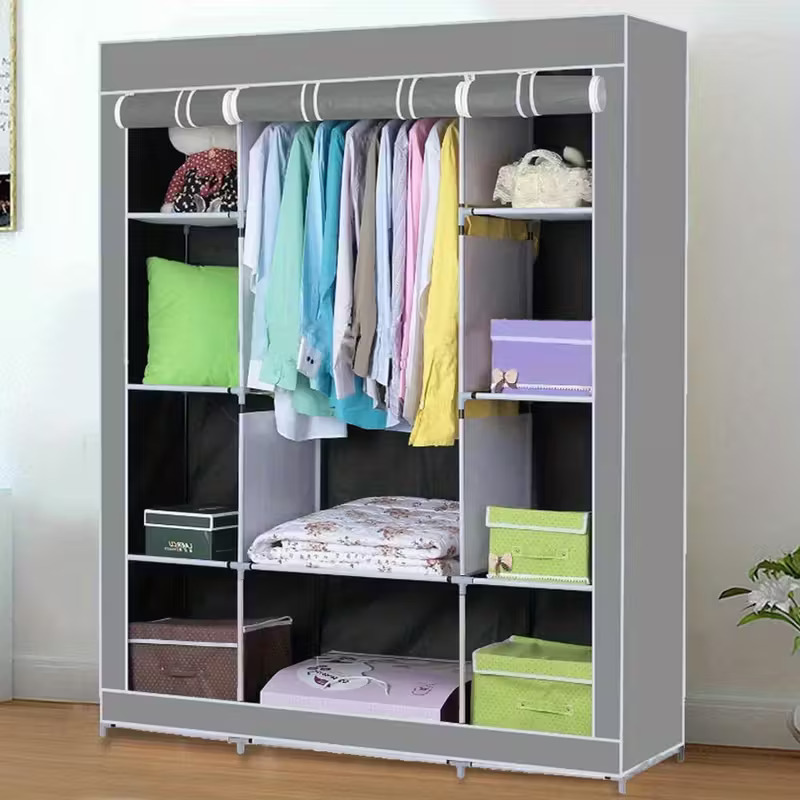 Portable Fabric Wardrobe Closet 128x45x173cm | Foldable Clothes Storage Organizer for Bedroom cupboard