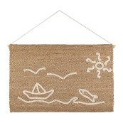 Kakemono mural en jute et coton décor bateau 80x60cm