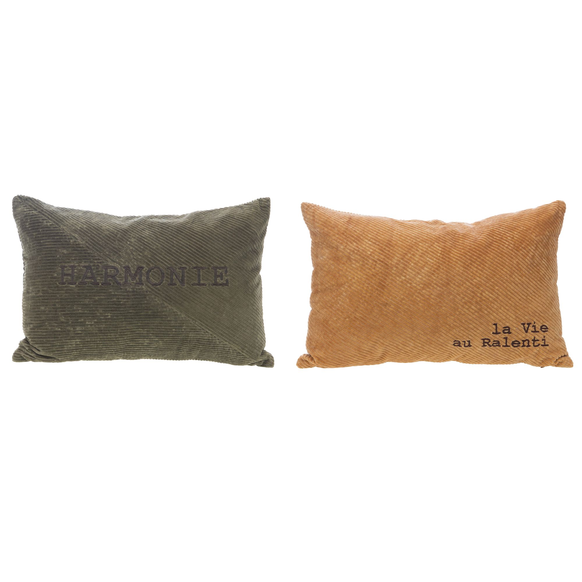 Coussin en velours côtelé