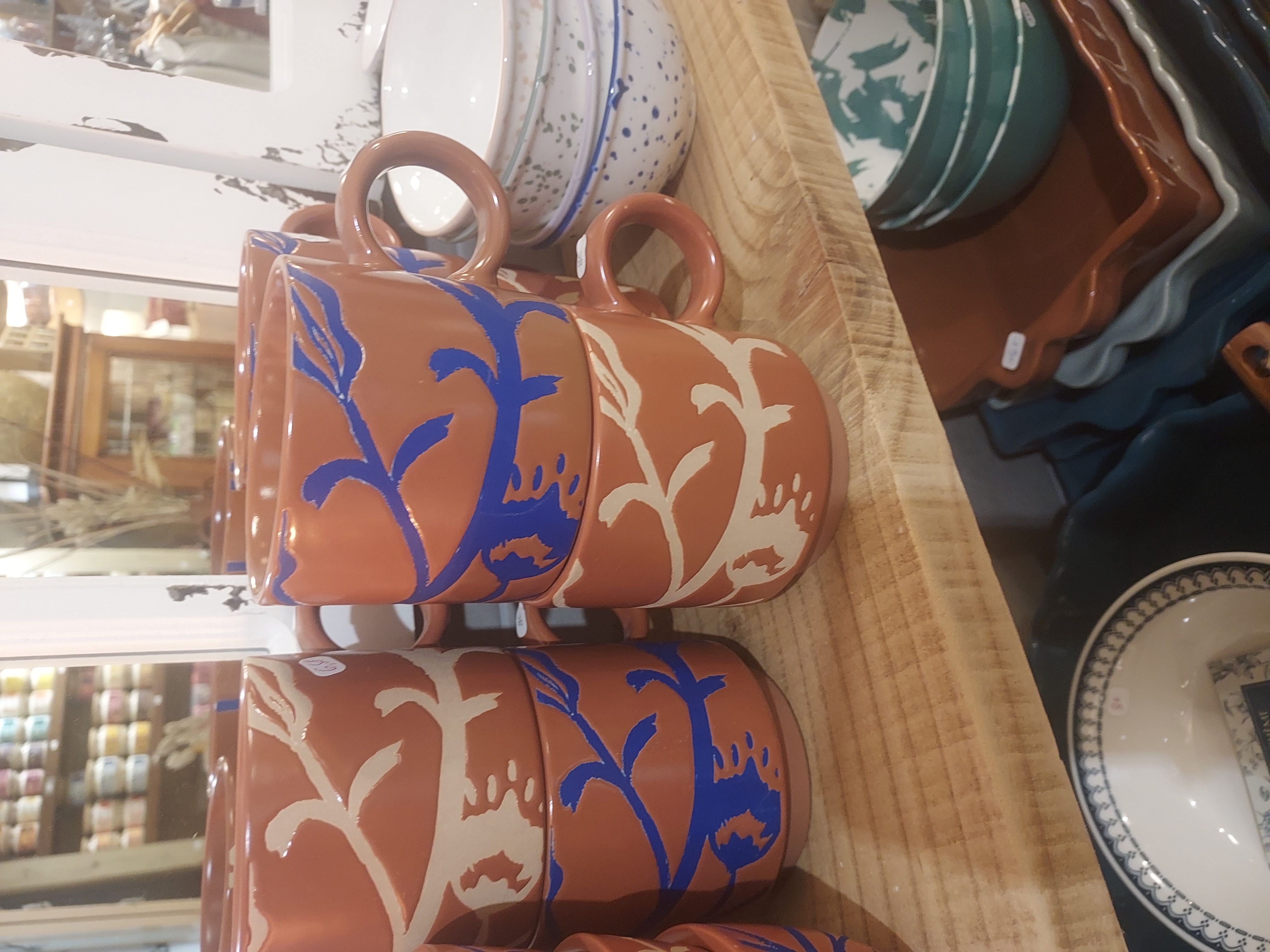Tasses en céramique terracotta beige ou bleu (40cl)