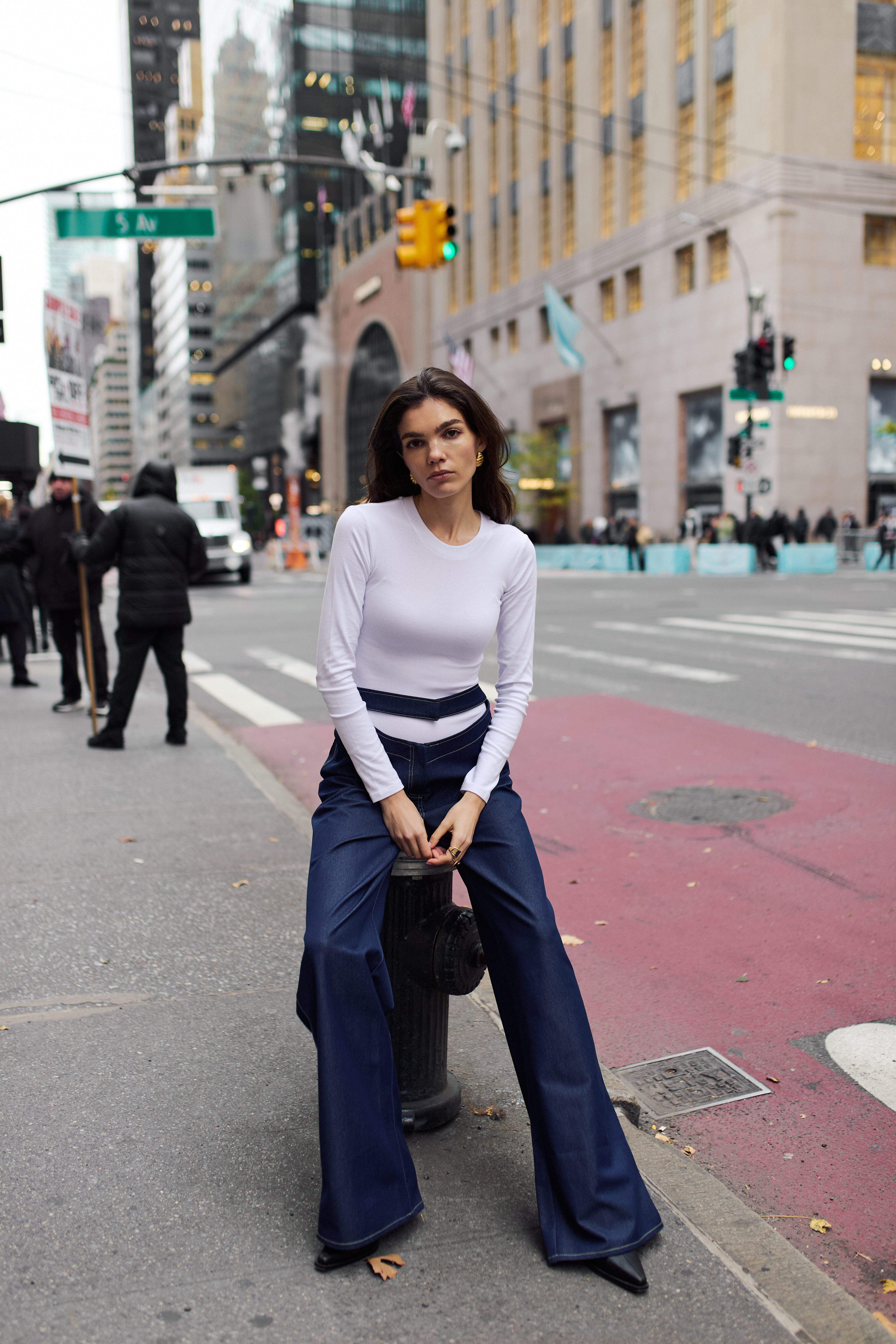 Wide-Leg Denim Pants