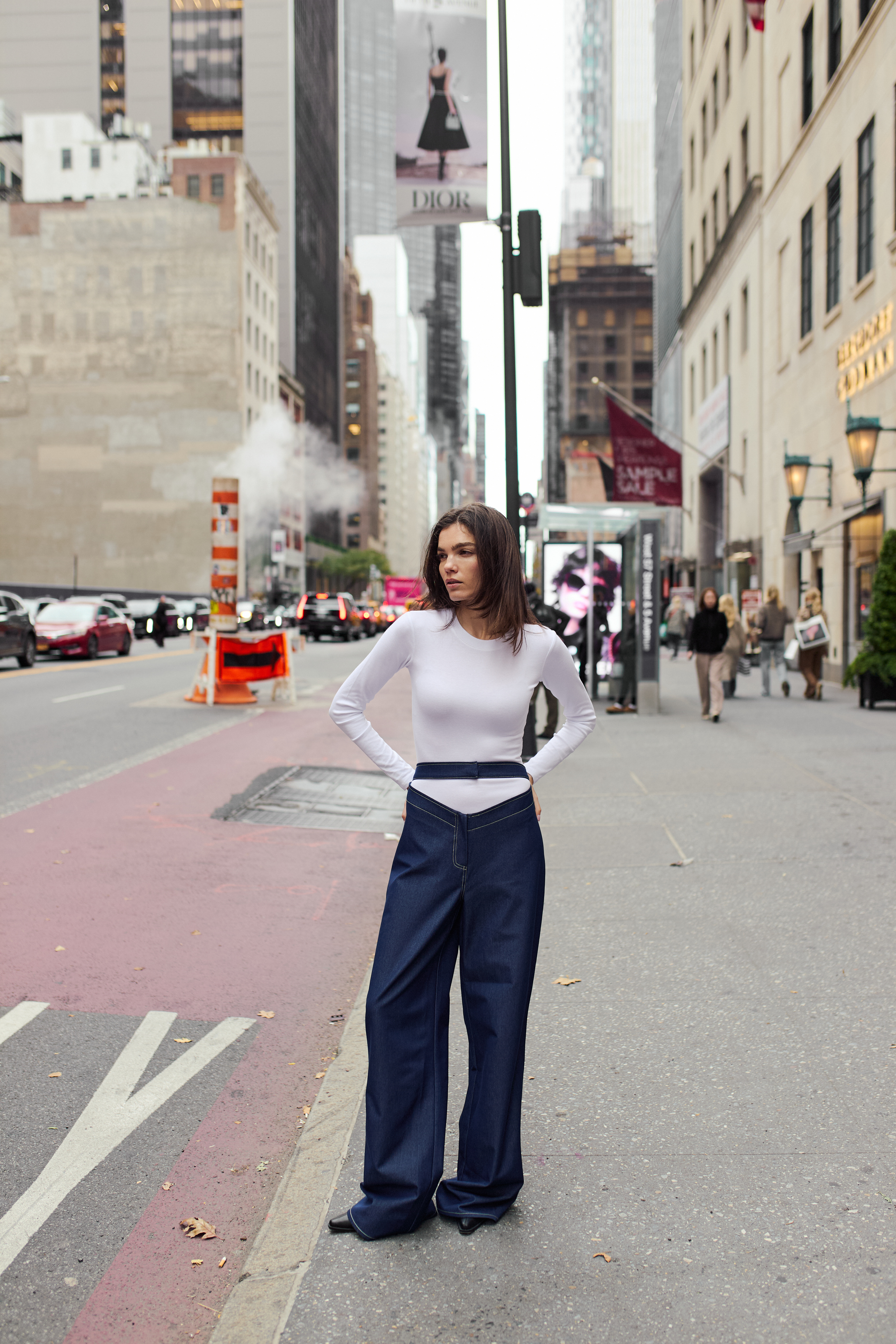 Wide-Leg Denim Pants