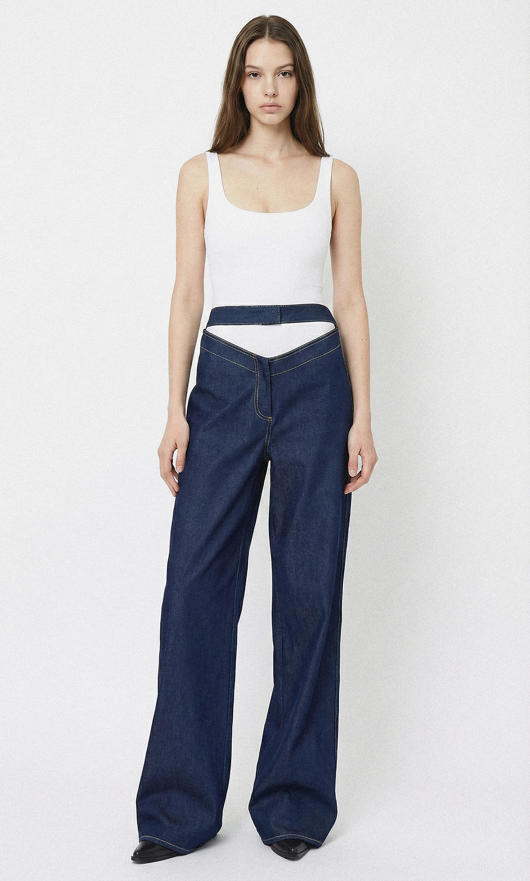 Wide-Leg Denim Pants